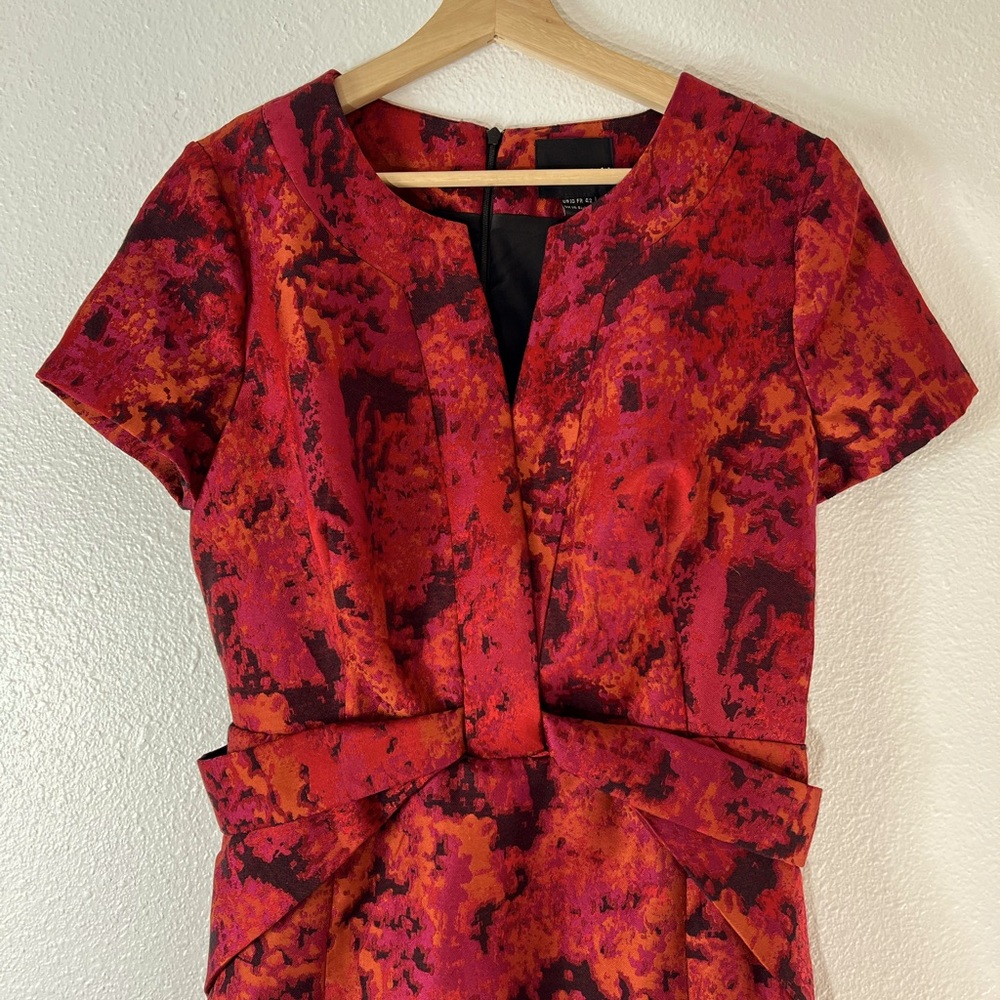Shani dress in rich red, orange and pink brocade 10